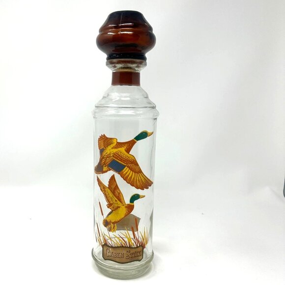 Vtg Cabin Still Bourbon Glass Decanter Sportsman Mallard Duck Amber Stopper - Picture 16 of 16